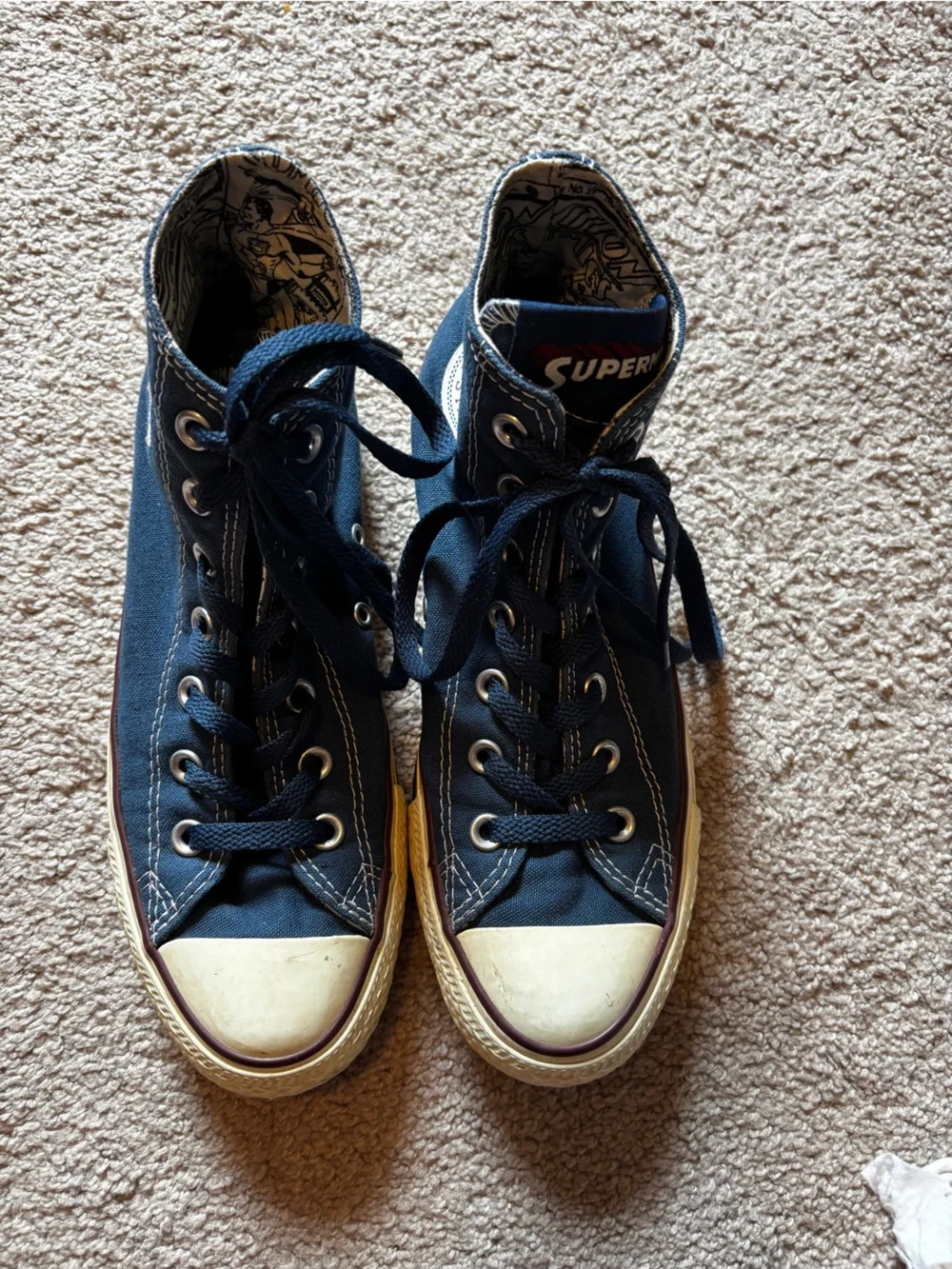 Converse rare custom Superman Navy High-Top Sneakers with Superman Patch